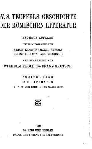 W. S. Teuffels Geschichte der römischen Literatur