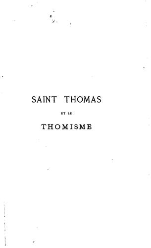 Saint Thomas et le thomisme