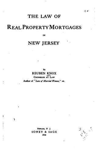 The Law of Real Property Mortgages in New Jersey