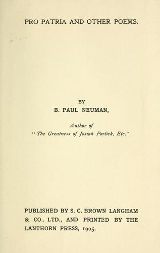 Pro patria, and other poems