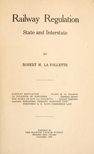 Railway regulation, state and interstate