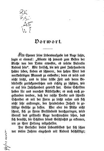 Johann Valentin Andreä: Ein Glaubenszeuge aus der Zeit des Dreissigjährigen Kriegs