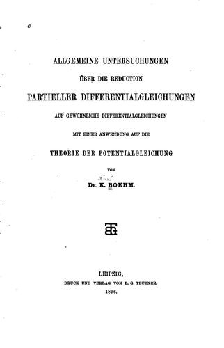 Allgemeine Untersuchungen über die Reduction partieller ..