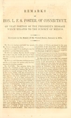 Remarks of Hon. L.F.S. Foster, of Connecticut