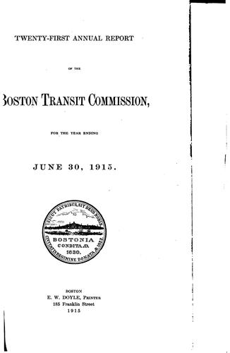 Annual Report of the Boston Transit Commission