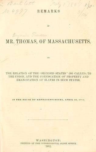 Remarks of Mr. Thomas, of Massachusetts