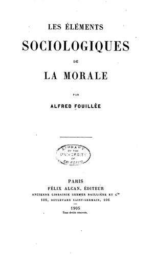 Les éléments sociologiques de la morale