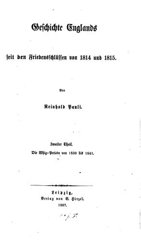 Geschichte Englands seit den Friedensschlüssen von 1814 und 1815