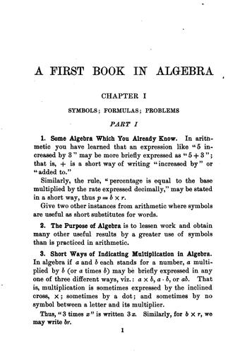 A First Book in Algebra