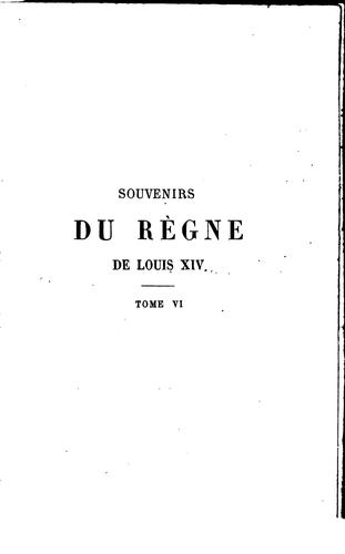 Souvenirs du règne de Louis xiv