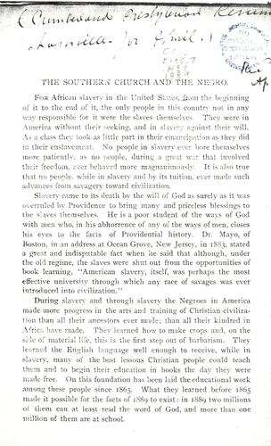The southern church and the Negro