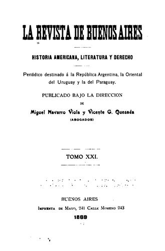 La revista de Buenos Aires: Historia Americana, literatura y derecho