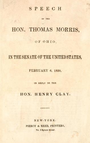 Speech of the Hon. Thomas Morris, of Ohio