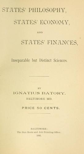 States' philosophy, states' economy, and states' finances
