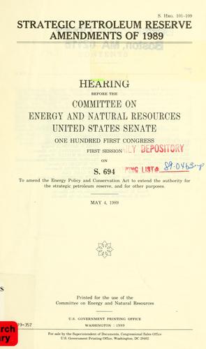 Strategic Petroleum Reserve Amendments of 1989