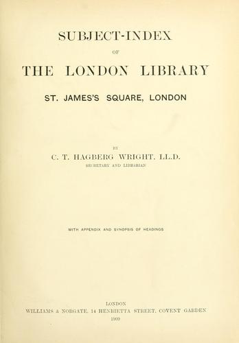 Subject-index of the London Library