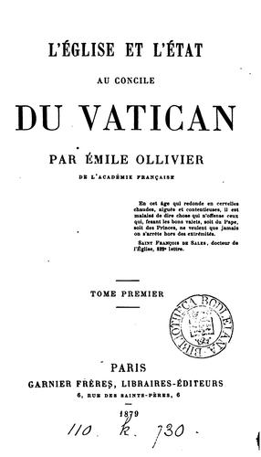L'Église et l'État au concile du Vatican