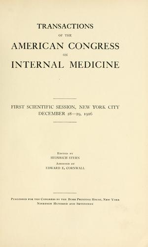 Transactions of the American Congress on Internal Medicine