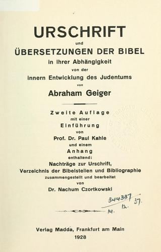 Urschrift und Übersetzungen der Bibel