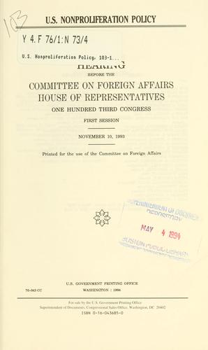 U.S. nonproliferation policy