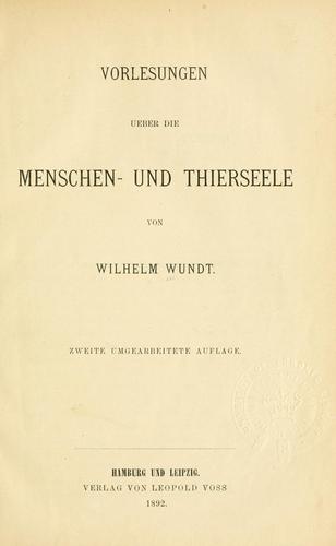 Vorlesungen ueber die Menschen- und Thierseele