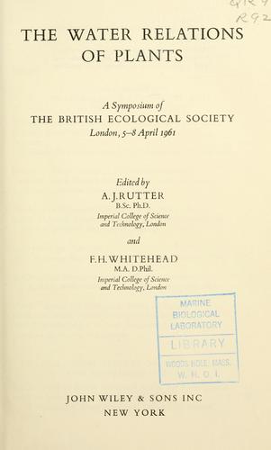 The water relations of plants
