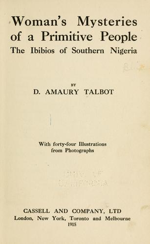 Woman's mysteries of a primitive people