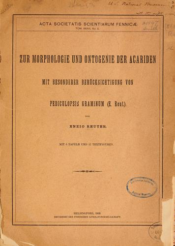 Zur Morphology und Ontogenie der acariden