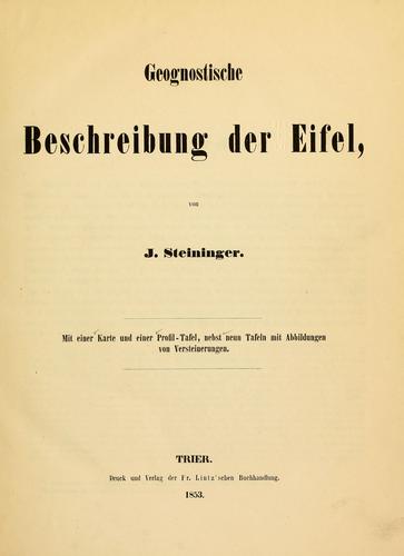 Geognostische beschreibung der Eifel