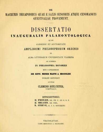 De macruris decapodibus quae e saxis senonicis atque cenomanicis guestfaliae proveniunt