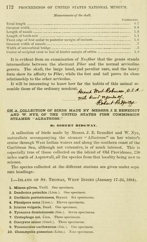 On a collection of birds made by Messrs. J. E. Benedict and W. Nye of the United States Fish commission steamer "Albatross."