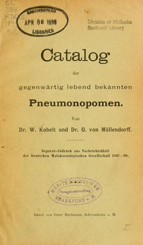 Catalog der gegenwärtig lebend bekannten Pneumonopomen