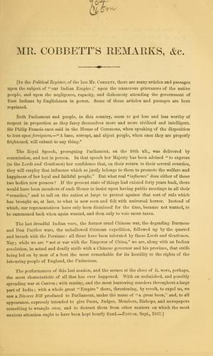 Mr. Cobbett's remarks on our Indian empire and company of trading soverigns