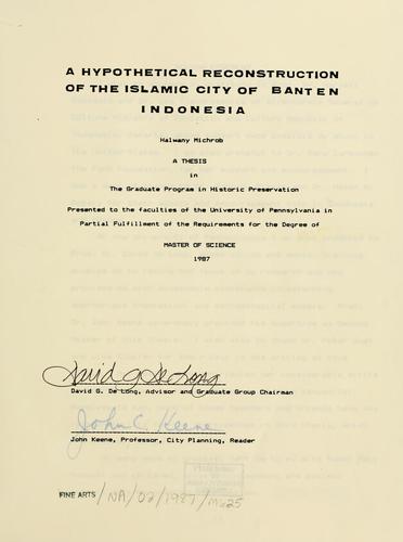 A hypothetical reconstruction of the Islamic city of Banten,        Indonesia
