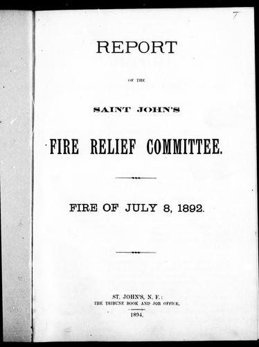 Report of the Saint John's Fire Relief Committee