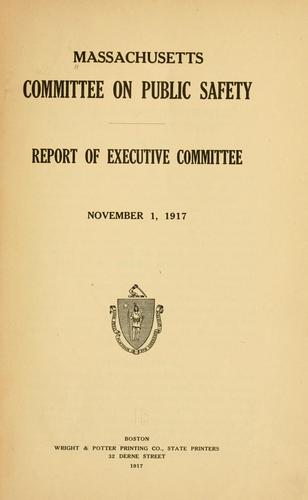 Report of Executive committee, November 1, 1917