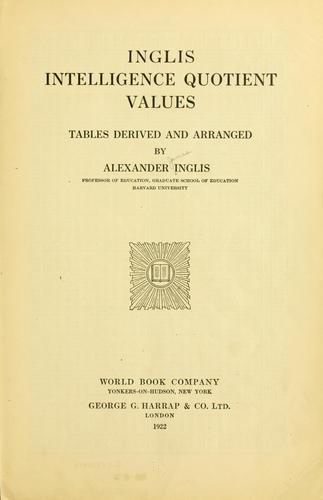 Inglis intelligence quotient values