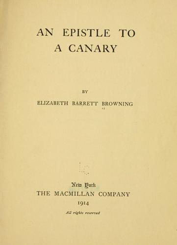 An epistle to a canary