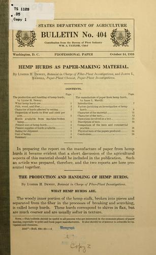 Hemp hurds as paper-making material