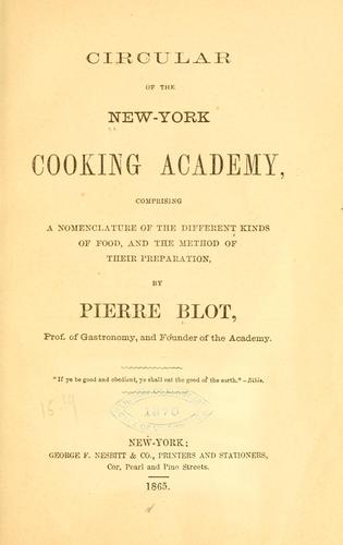 Circular of the New-York cooking academy