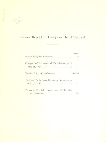 Interim report of European relief council