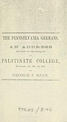 The Pennsylvania Germans
