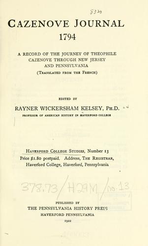 Cazenove journal 1794