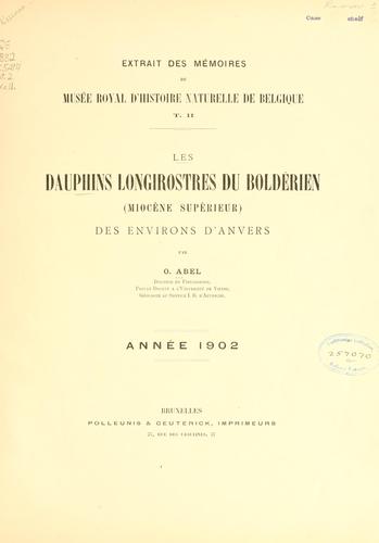 Les dauphins longirostres du boldérien (miocène supérieur) des environs d'Anvers