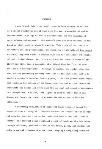 The theory of literature of James Branch Cabell