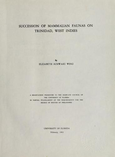 Succession of mammalian faunas on Trinidad, West Indies