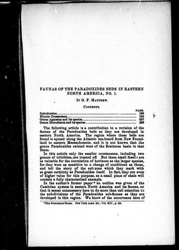 Faunas of the Paradoxides beds in eastern North America, no. 1