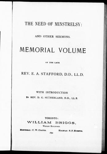 The need of minstrelsy and other sermons