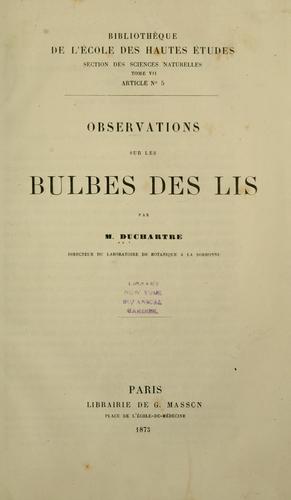 Observations sur les bulbes des lis
