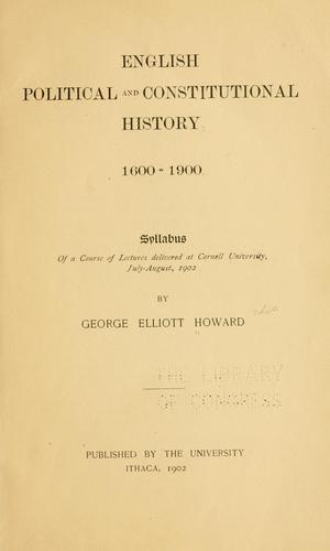 English political and constitutional history, 1600-1900